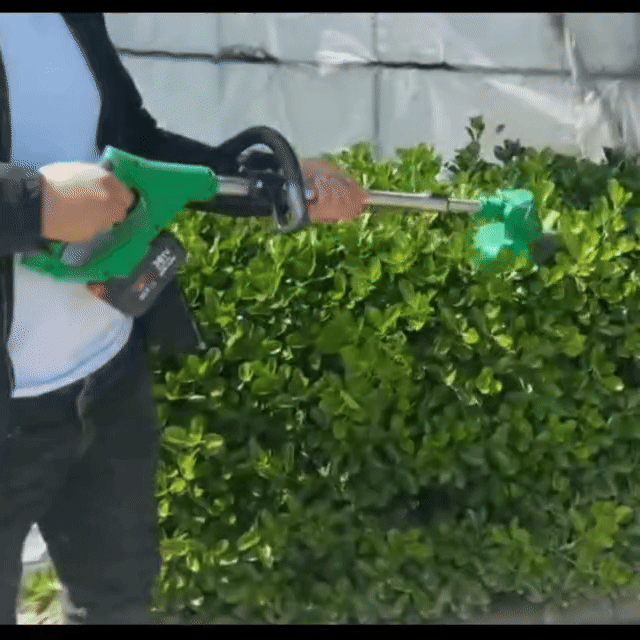 Coupe de l'herbe haute avec la machine sans fil